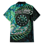 New Zealand Darts Personalised Family Matching Short Sleeve Bodycon Dress and Hawaiian Shirt Aotearoa Silver Fern Green Papua Shell Spirit