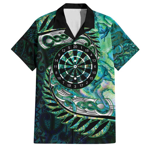 New Zealand Darts Personalised Family Matching Summer Maxi Dress and Hawaiian Shirt Aotearoa Silver Fern Green Papua Shell Spirit