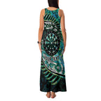 New Zealand Darts Personalised Family Matching Tank Maxi Dress and Hawaiian Shirt Aotearoa Silver Fern Green Papua Shell Spirit