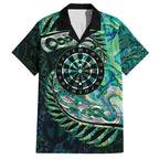 New Zealand Darts Personalised Hawaiian Shirt Aotearoa Silver Fern Green Papua Shell Spirit