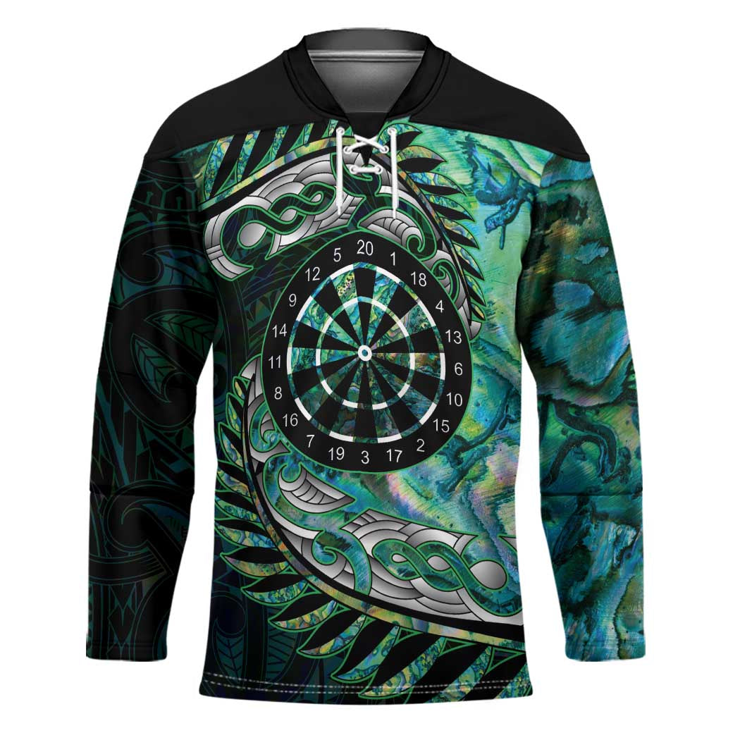 New Zealand Darts Personalised Hockey Jersey Aotearoa Silver Fern Green Papua Shell Spirit - Aussie Hoodie