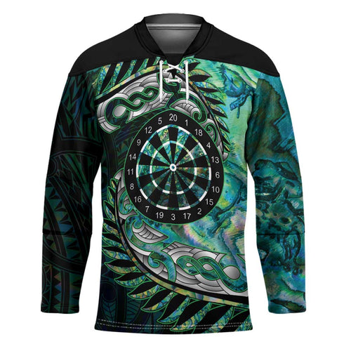 New Zealand Darts Personalised Hockey Jersey Aotearoa Silver Fern Green Papua Shell Spirit - Aussie Hoodie