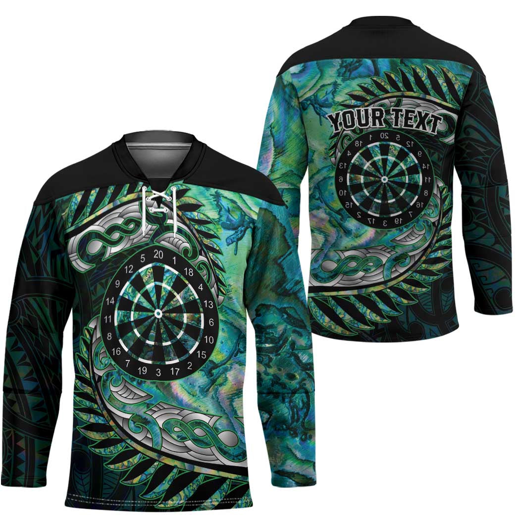 New Zealand Darts Personalised Hockey Jersey Aotearoa Silver Fern Green Papua Shell Spirit - Aussie Hoodie