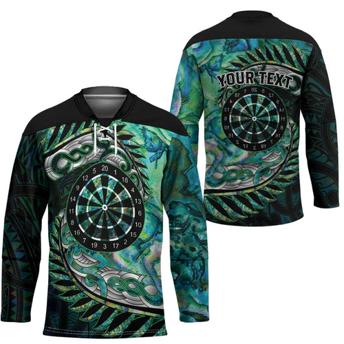 New Zealand Darts Personalised Hockey Jersey Aotearoa Silver Fern Green Papua Shell Spirit - Aussie Hoodie