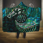 New Zealand Darts Personalised Hooded Blanket Aotearoa Silver Fern Green Papua Shell Spirit
