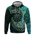 New Zealand Darts Personalised Hoodie Aotearoa Silver Fern Green Papua Shell Spirit