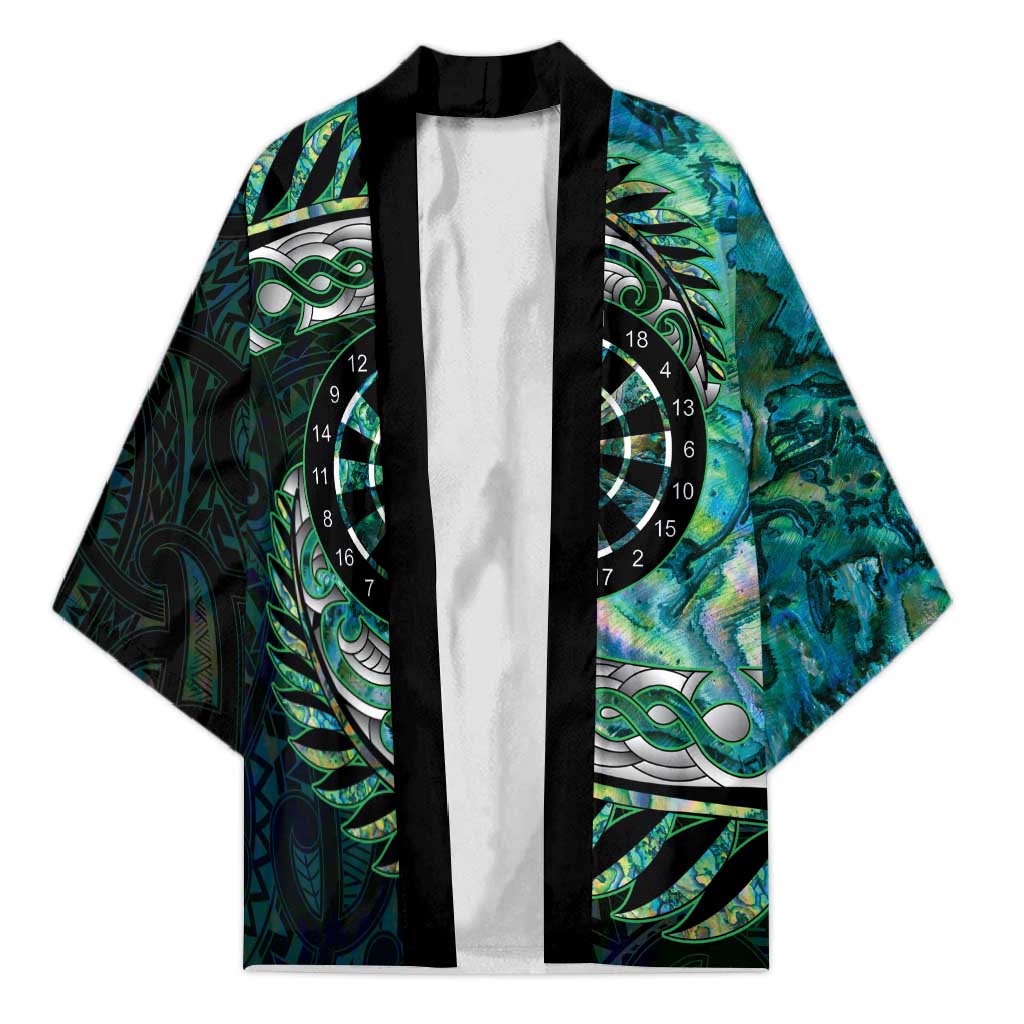 New Zealand Darts Personalised Kimono Aotearoa Silver Fern Green Papua Shell Spirit - Aussie Hoodie