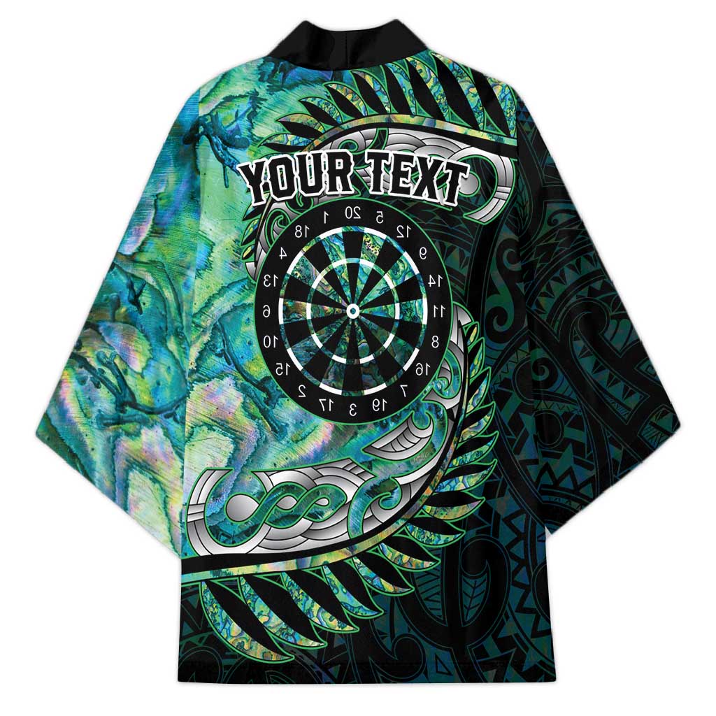 New Zealand Darts Personalised Kimono Aotearoa Silver Fern Green Papua Shell Spirit - Aussie Hoodie