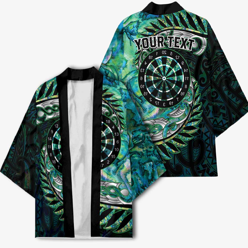 New Zealand Darts Personalised Kimono Aotearoa Silver Fern Green Papua Shell Spirit - Aussie Hoodie