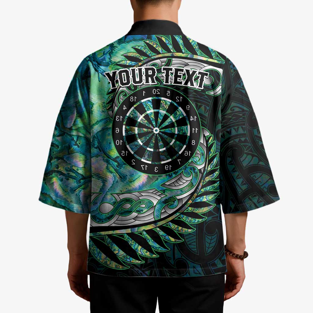New Zealand Darts Personalised Kimono Aotearoa Silver Fern Green Papua Shell Spirit - Aussie Hoodie