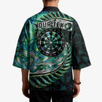 New Zealand Darts Personalised Kimono Aotearoa Silver Fern Green Papua Shell Spirit - Aussie Hoodie