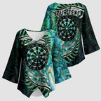 New Zealand Darts Personalised Kimono Sleeve Blouse Aotearoa Silver Fern Green Papua Shell Spirit - Aussie Hoodie