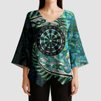 New Zealand Darts Personalised Kimono Sleeve Blouse Aotearoa Silver Fern Green Papua Shell Spirit - Aussie Hoodie