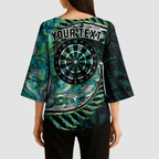 New Zealand Darts Personalised Kimono Sleeve Blouse Aotearoa Silver Fern Green Papua Shell Spirit - Aussie Hoodie