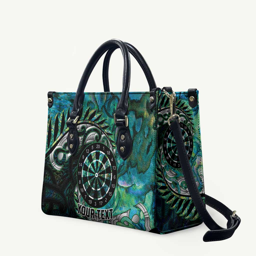 New Zealand Darts Personalised Leather Bag Aotearoa Silver Fern Green Papua Shell Spirit - Aussie Hoodie