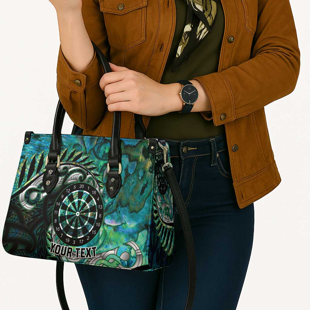 New Zealand Darts Personalised Leather Bag Aotearoa Silver Fern Green Papua Shell Spirit - Aussie Hoodie