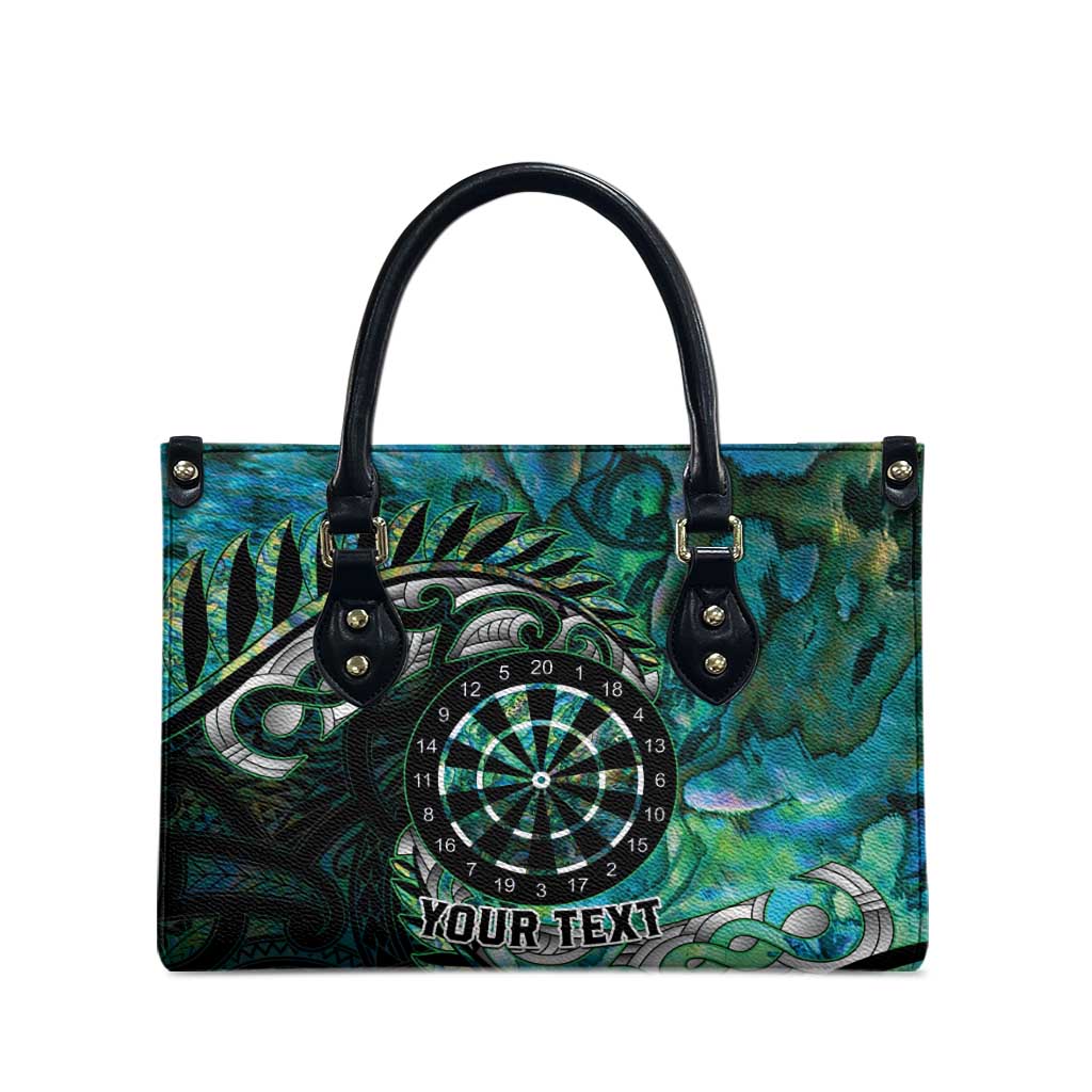New Zealand Darts Personalised Leather Bag Aotearoa Silver Fern Green Papua Shell Spirit - Aussie Hoodie