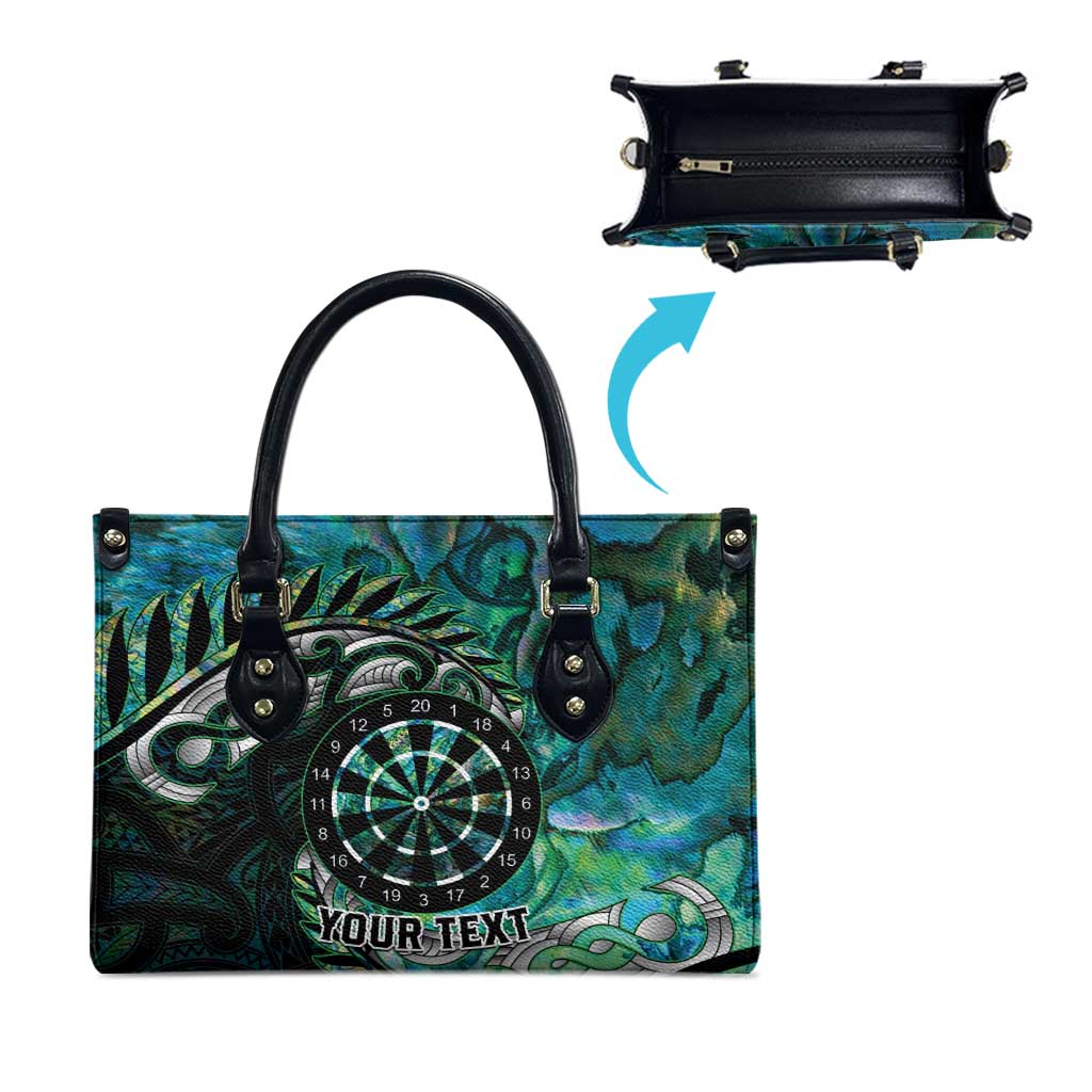 New Zealand Darts Personalised Leather Bag Aotearoa Silver Fern Green Papua Shell Spirit - Aussie Hoodie