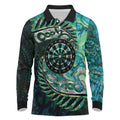 New Zealand Darts Personalised Long Sleeve Polo Shirt Aotearoa Silver Fern Green Papua Shell Spirit