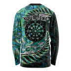 New Zealand Darts Personalised Long Sleeve Shirt Aotearoa Silver Fern Green Papua Shell Spirit