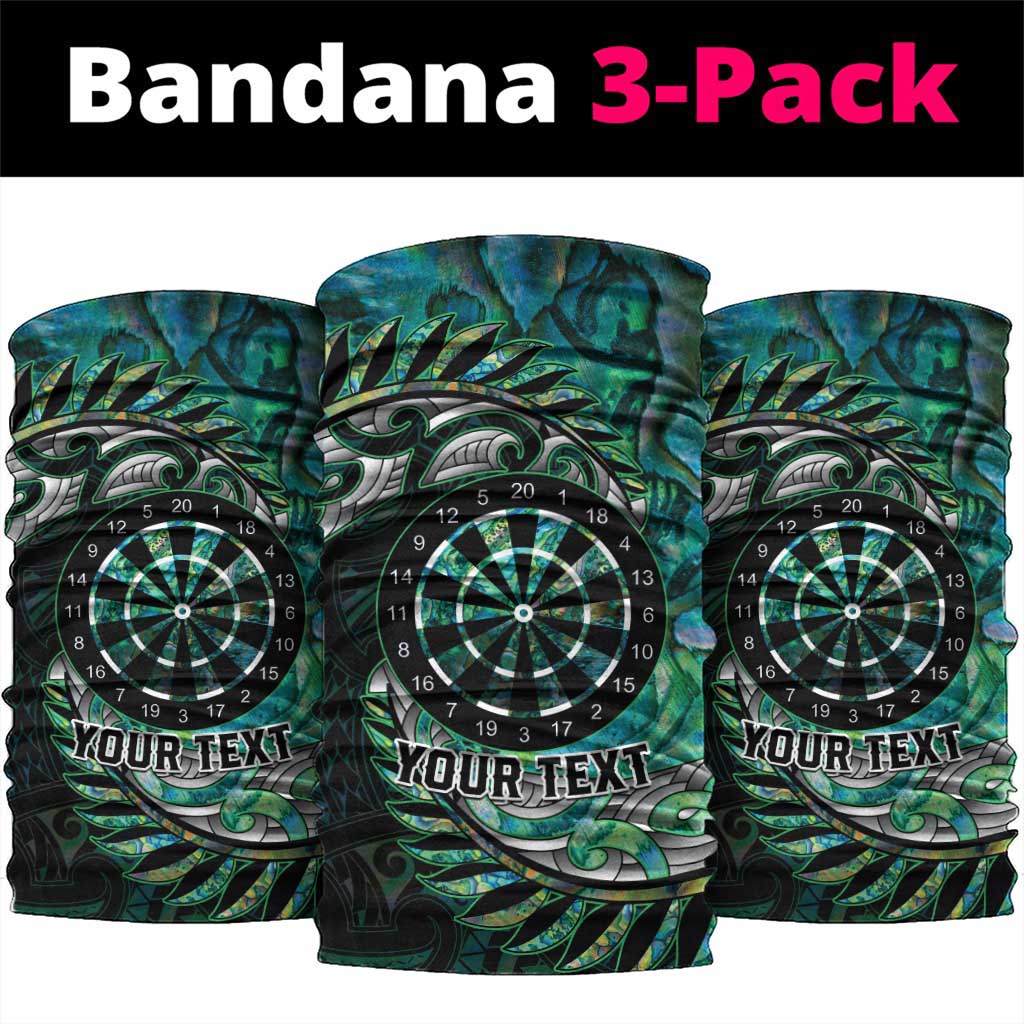 New Zealand Darts Personalised Neck Gaiter Aotearoa Silver Fern Green Papua Shell Spirit - Aussie Hoodie