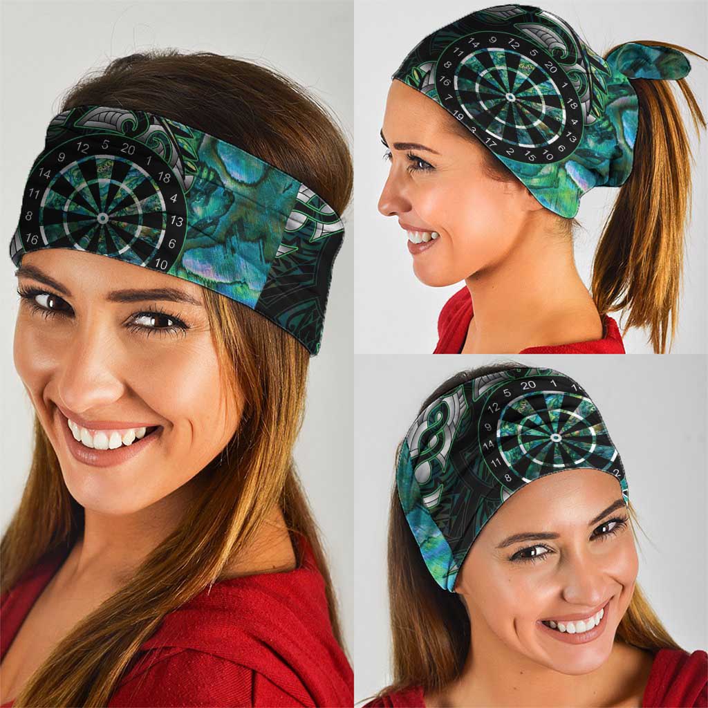 New Zealand Darts Personalised Neck Gaiter Aotearoa Silver Fern Green Papua Shell Spirit - Aussie Hoodie