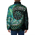 New Zealand Darts Personalised Padded Jacket Aotearoa Silver Fern Green Papua Shell Spirit - Aussie Hoodie