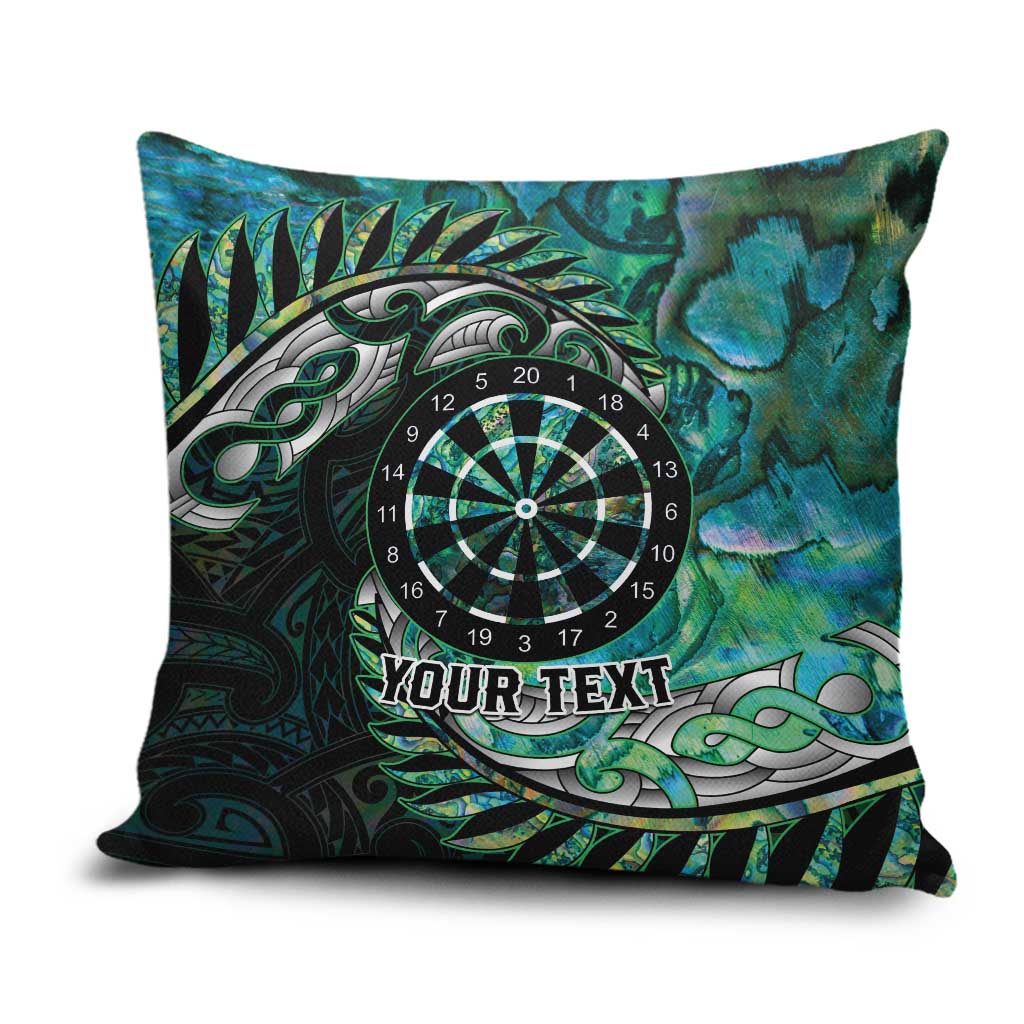 New Zealand Darts Personalised Pillow Cover Aotearoa Silver Fern Green Papua Shell Spirit - Aussie Hoodie