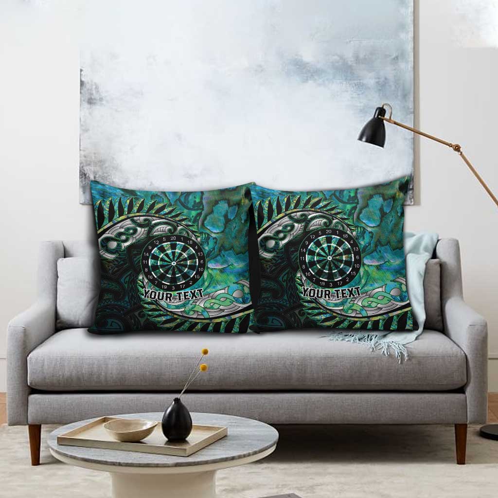 New Zealand Darts Personalised Pillow Cover Aotearoa Silver Fern Green Papua Shell Spirit - Aussie Hoodie