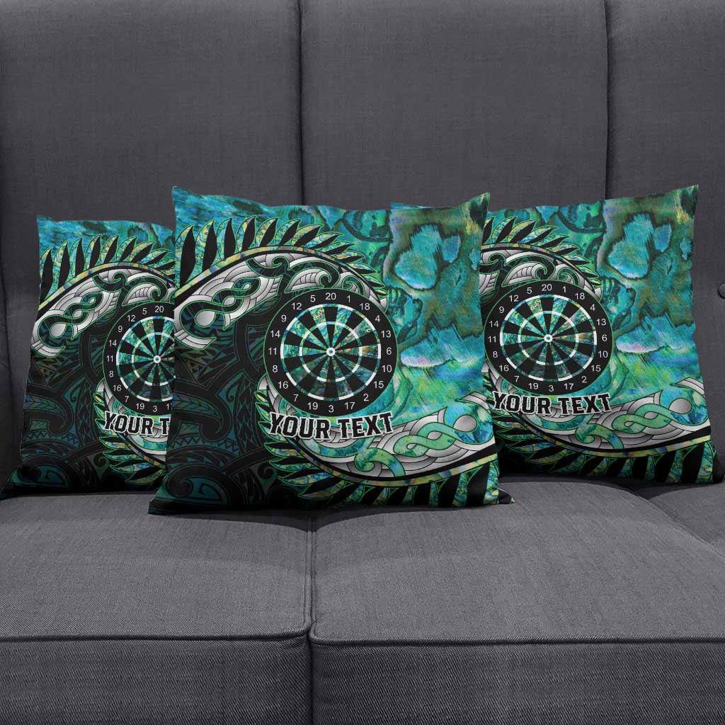 New Zealand Darts Personalised Pillow Cover Aotearoa Silver Fern Green Papua Shell Spirit - Aussie Hoodie