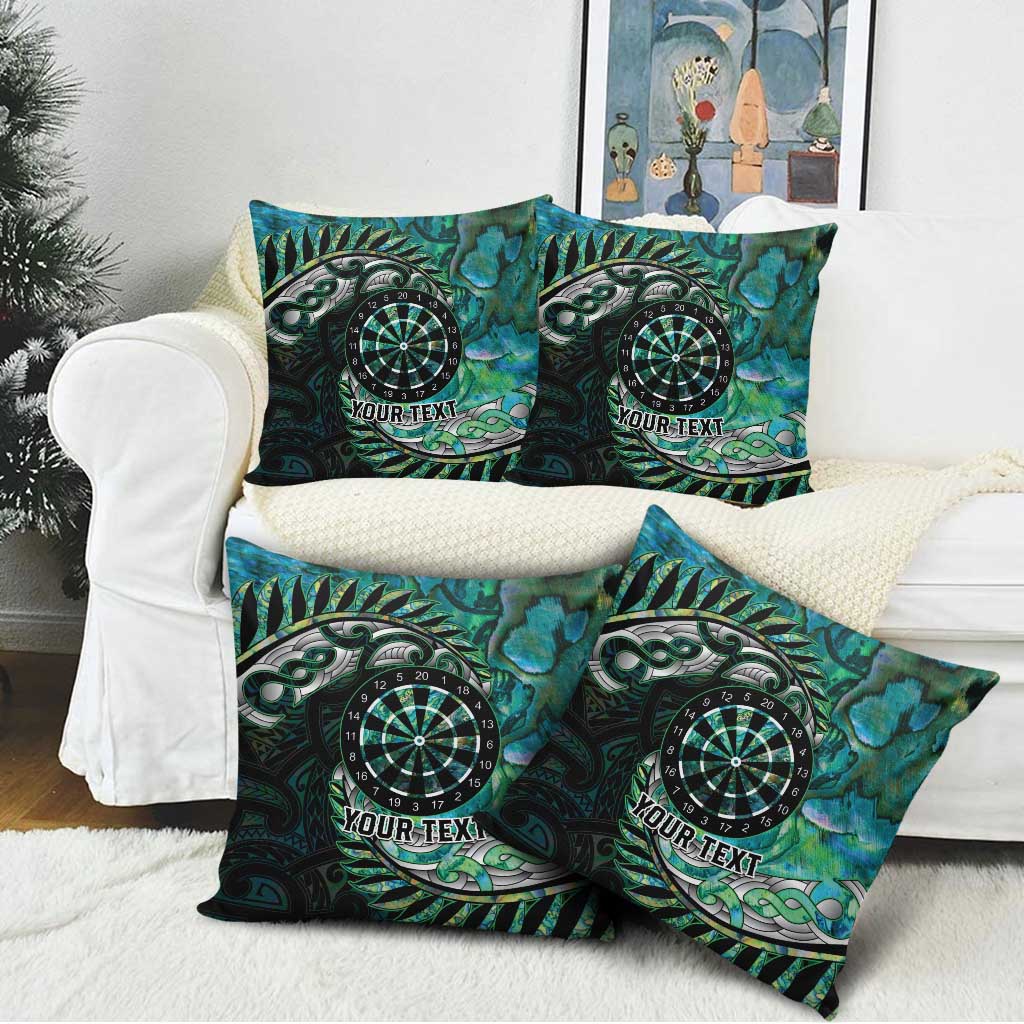 New Zealand Darts Personalised Pillow Cover Aotearoa Silver Fern Green Papua Shell Spirit - Aussie Hoodie