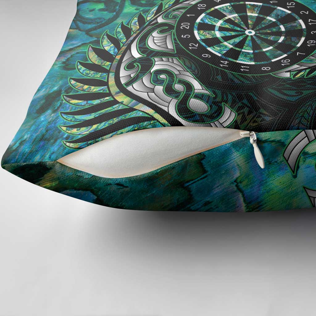 New Zealand Darts Personalised Pillow Cover Aotearoa Silver Fern Green Papua Shell Spirit - Aussie Hoodie