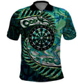 New Zealand Darts Personalised Polo Shirt Aotearoa Silver Fern Green Papua Shell Spirit