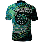 New Zealand Darts Personalised Polo Shirt Aotearoa Silver Fern Green Papua Shell Spirit