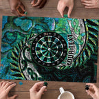 New Zealand Darts Personalised Puzzle Aotearoa Silver Fern Green Papua Shell Spirit - Aussie Hoodie