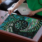 New Zealand Darts Personalised Puzzle Aotearoa Silver Fern Green Papua Shell Spirit - Aussie Hoodie