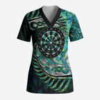 New Zealand Darts Personalised Scrub Top Aotearoa Silver Fern Green Papua Shell Spirit - Aussie Hoodie