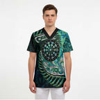 New Zealand Darts Personalised Scrub Top Aotearoa Silver Fern Green Papua Shell Spirit - Aussie Hoodie
