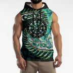 New Zealand Darts Personalised Sleeveless Hoodie Aotearoa Silver Fern Green Papua Shell Spirit - Aussie Hoodie