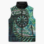 New Zealand Darts Personalised Sleeveless Puffer Jacket Aotearoa Silver Fern Green Papua Shell Spirit - Aussie Hoodie