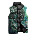 New Zealand Darts Personalised Sleeveless Puffer Jacket Aotearoa Silver Fern Green Papua Shell Spirit - Aussie Hoodie