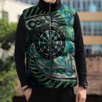 New Zealand Darts Personalised Sleeveless Puffer Jacket Aotearoa Silver Fern Green Papua Shell Spirit - Aussie Hoodie