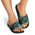 New Zealand Darts Personalised Slide Sandals Aotearoa Silver Fern Green Papua Shell Spirit - Aussie Hoodie