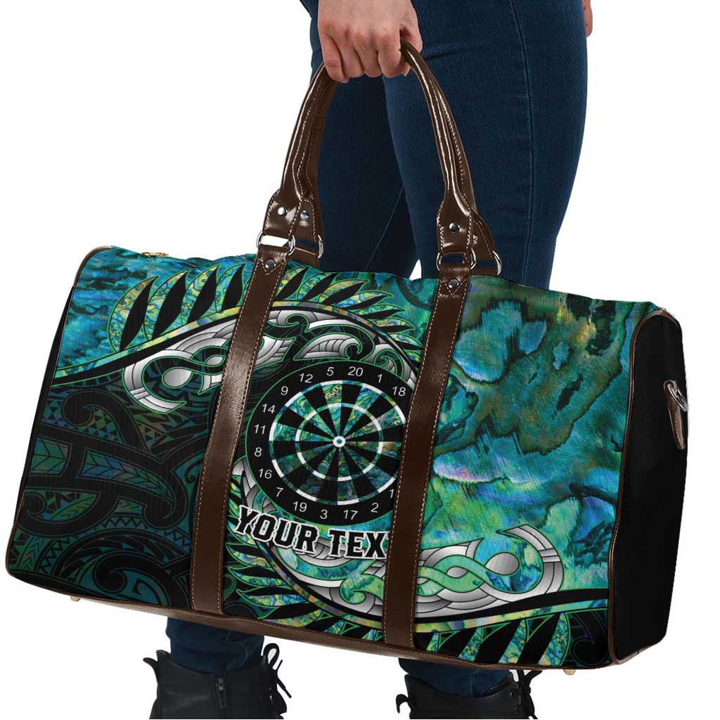 New Zealand Darts Personalised Travel Bag Aotearoa Silver Fern Green Papua Shell Spirit - Aussie Hoodie