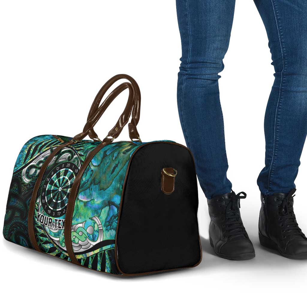 New Zealand Darts Personalised Travel Bag Aotearoa Silver Fern Green Papua Shell Spirit - Aussie Hoodie