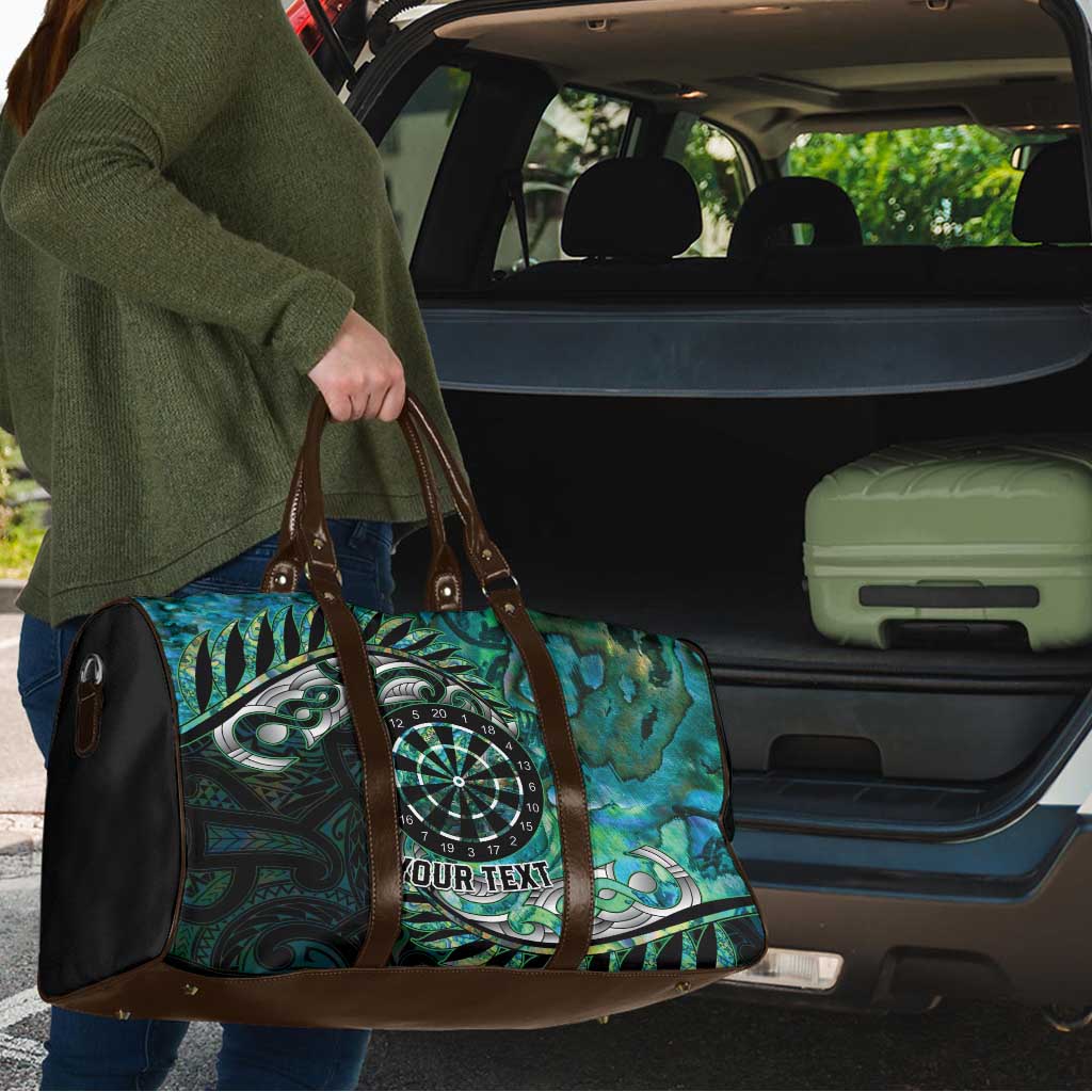 New Zealand Darts Personalised Travel Bag Aotearoa Silver Fern Green Papua Shell Spirit - Aussie Hoodie