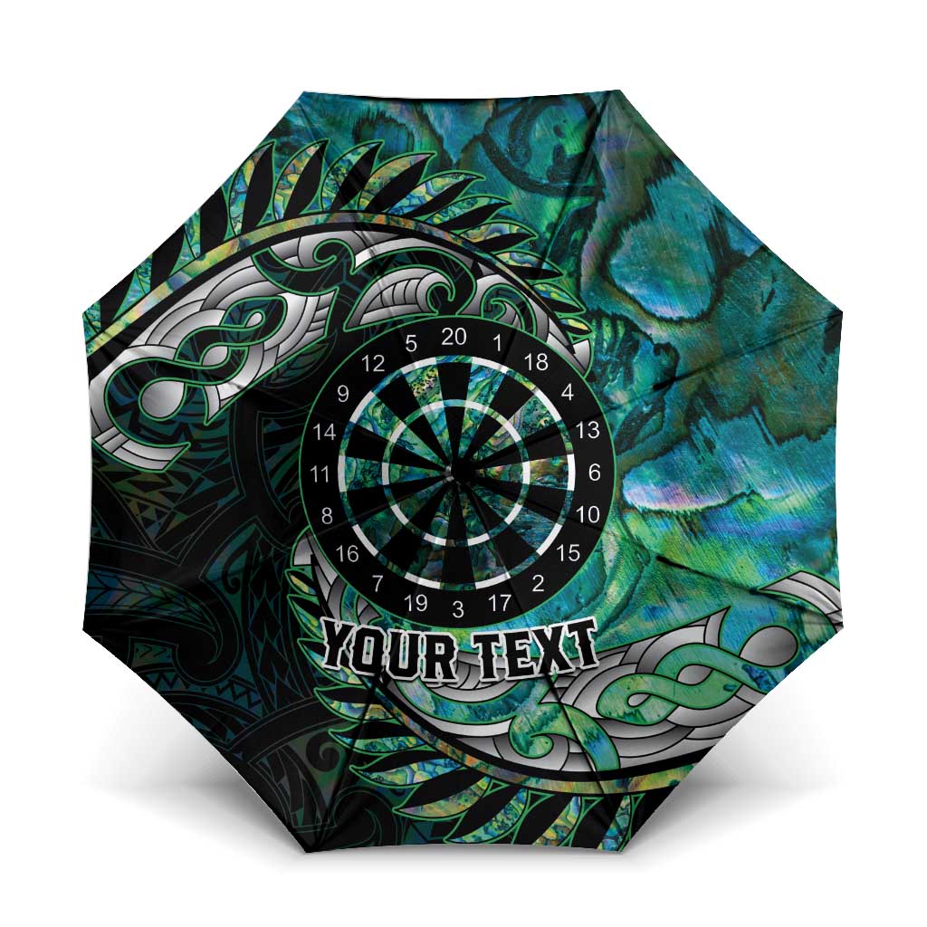 New Zealand Darts Personalised Umbrella Aotearoa Silver Fern Green Papua Shell Spirit - Aussie Hoodie