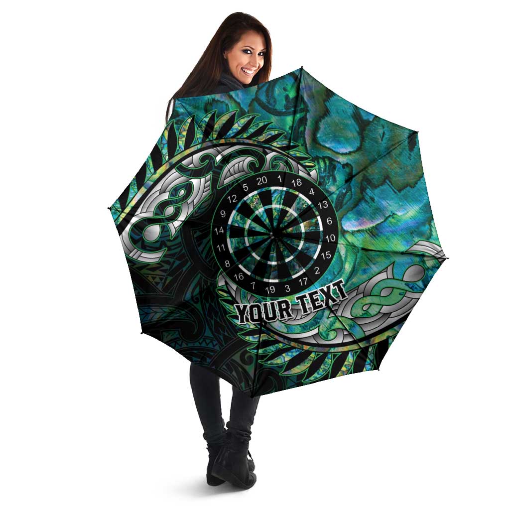 New Zealand Darts Personalised Umbrella Aotearoa Silver Fern Green Papua Shell Spirit - Aussie Hoodie
