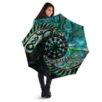 New Zealand Darts Personalised Umbrella Aotearoa Silver Fern Green Papua Shell Spirit - Aussie Hoodie