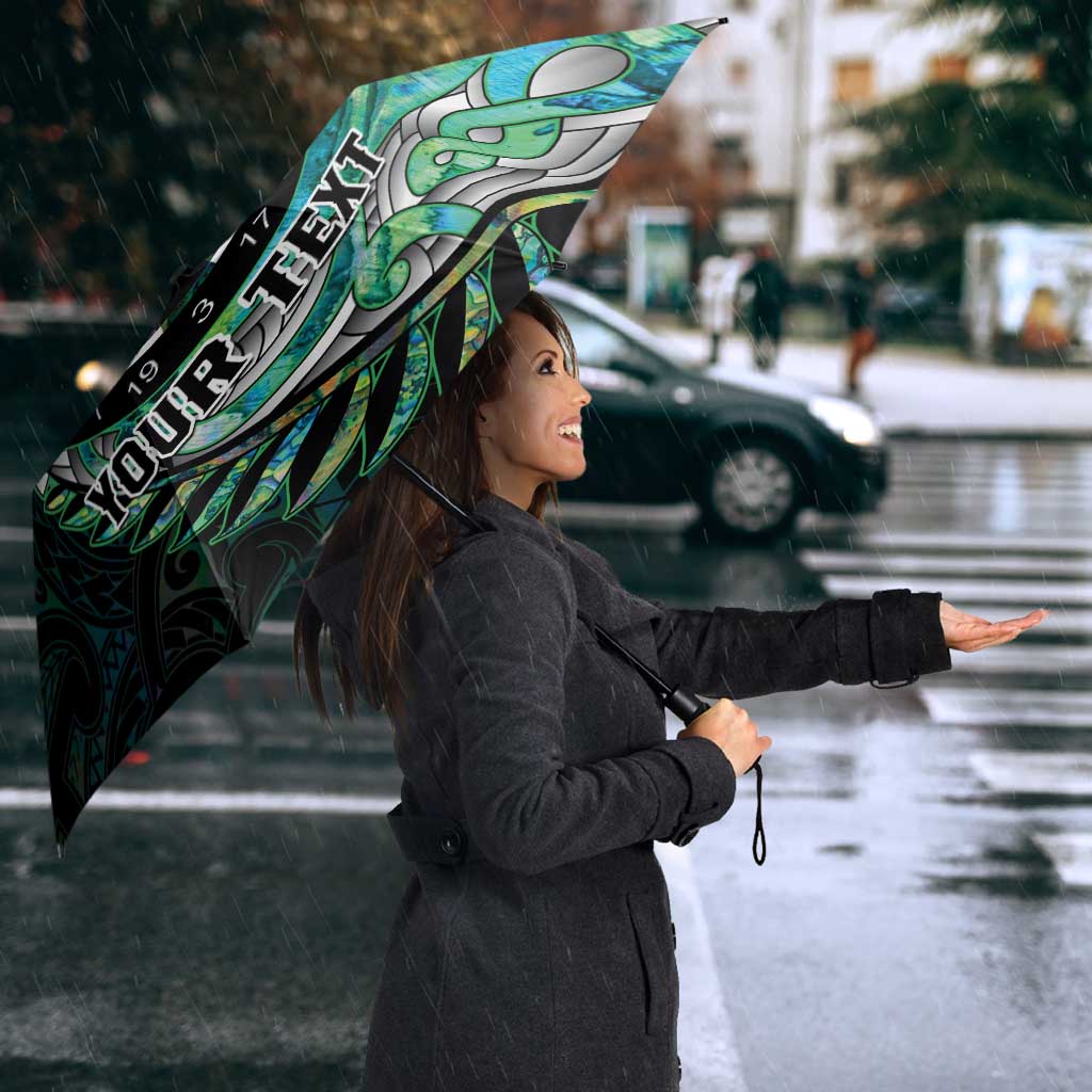 New Zealand Darts Personalised Umbrella Aotearoa Silver Fern Green Papua Shell Spirit - Aussie Hoodie